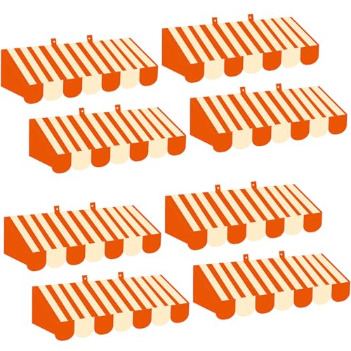 Tallew 8 Pcs 3D Circus Awning Wall Decoration Carnival Stripes Awning Circus Tent Carnival Theme Party Decor for Party Classroom Decorations(Orange)