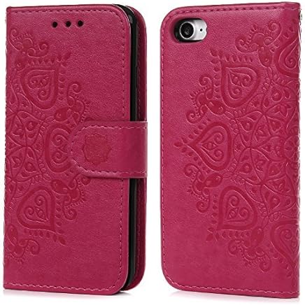 Funda iPhone 7, Carcasa Libro de Cuero Impresi?n de Flor PU Premium y TPU Funda Interna (2 en 1, Separable), Wallet Case Cover con Soporte Plegable, Ranuras para Tarjetas y Billetes - Rosa rojo Funda iPhone 7, Carcasa Libro de Cuero Impresi?n de Flor PU Premium y TPU Funda Interna (2 en 1, Separable), Wallet Case Cover con Soporte Plegable, Ranuras para Tarjetas y Billetes - Rosa rojo