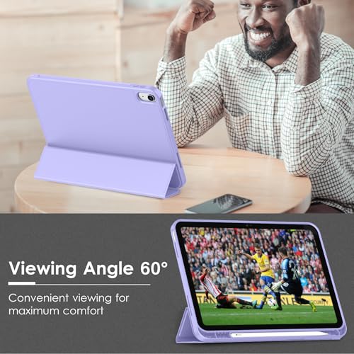Image of ToaPoia Case for iPad (A16) 11 Inch 2025 /iPad 10th Generation 10.9 Inch 2022, Slim Trifold Stand Protective Cover with Pencil Holder and Soft TPU Back,Support Auto Sleep /Wake (Light Purple)