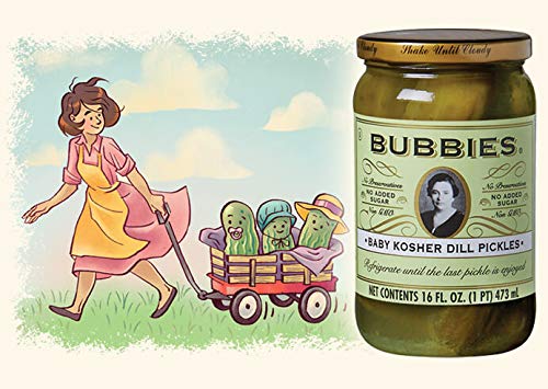 Bubbies Baby Kosher Dill Pickles, No Added Sugar, Non GMO - 16 Fl Oz | Pack of 1