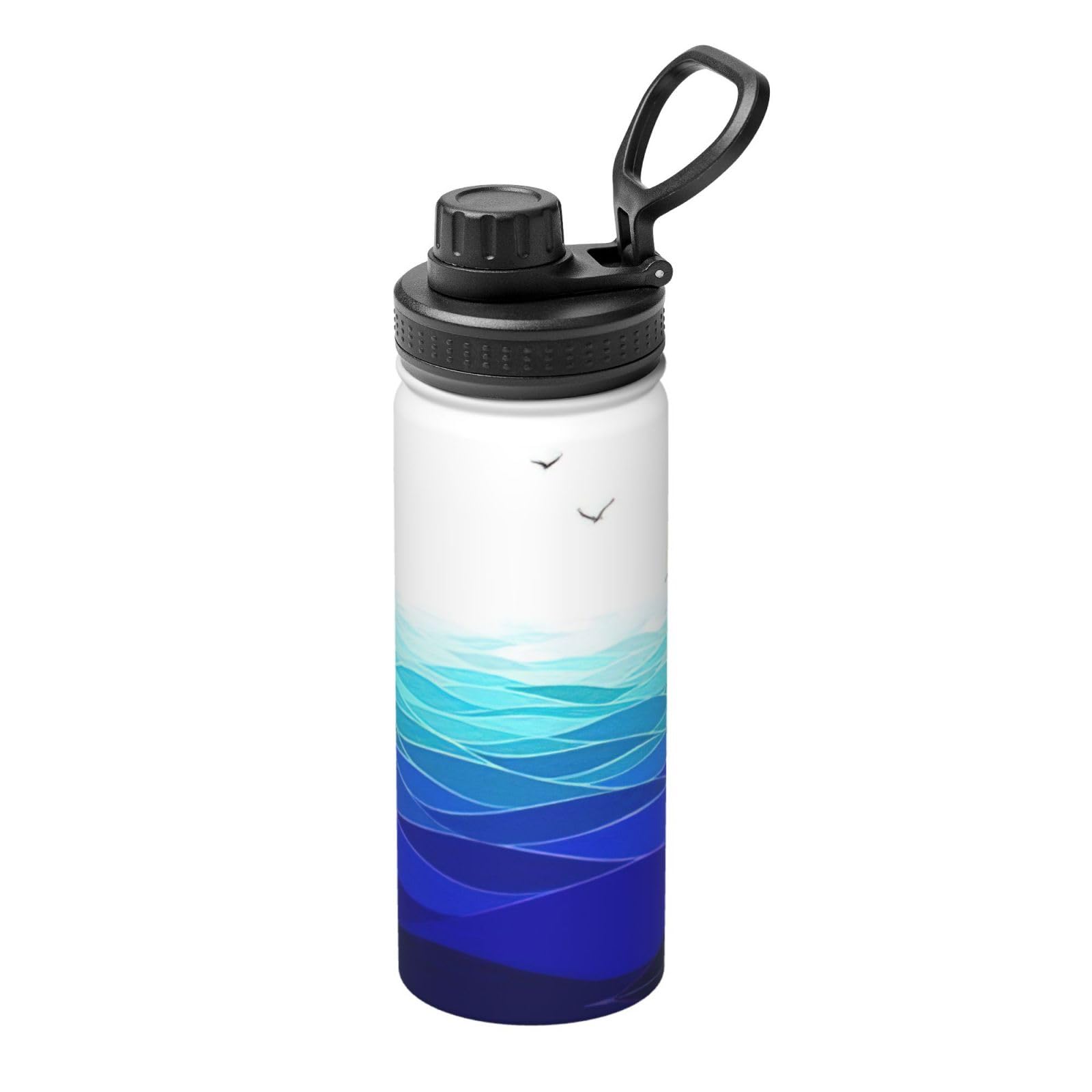 Kfjghhl Insulated Stainless Ocean Waves Sailboat With Birds Maritime Steel Water Bottle For Sport Gym Travel Leak Camping Hiking Hydration