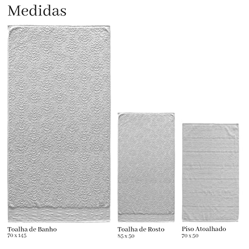 Jogo Toalhas de Banho com 5 peças Fio Penteado de Algodão PREMIUM - Splendore Chumbo