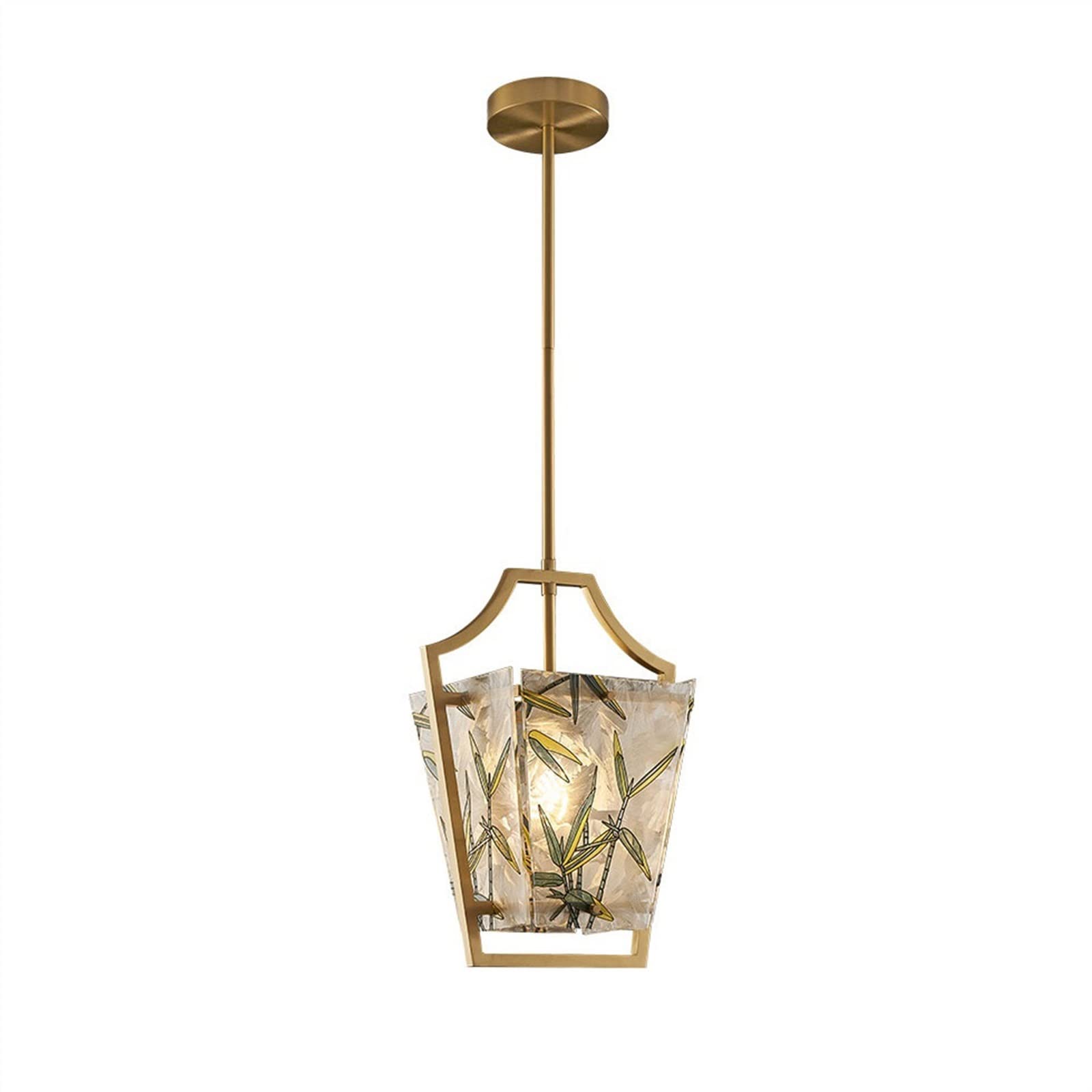 Kp6xlf3gt One Color Hallway Pendant Lights Light Luxury Copper Single Head Chandelier Traditional Enamel Colored Glass Lampshade Zen Corridor Porch Balcony Lighting Bureau