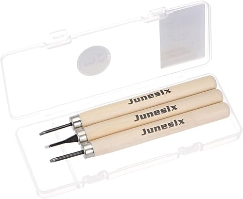 uxcell Juego de 3 cinceles de cuchillos de tallado de madera, pequeño triángulo redondo plano para manualidades, escultura, carpintero,