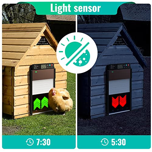 Automatic-Chicken-Coop-Door-Solar - Powered Auto Coop Door Aluminum Opener With Light Sensor, Timer, Lcd Display, Remote Control Weatherproof #TOP3