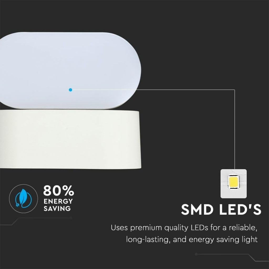 V-TAC Nowoczesna lampa LED obracana pojedyncza głowica – wodoszczelna IP65 – regulowany kąt oświetlenia 6 W, aluminium 4000 K światło dzienne [kompatybilny z czujnikiem] aluminium 6 W, biały korpus