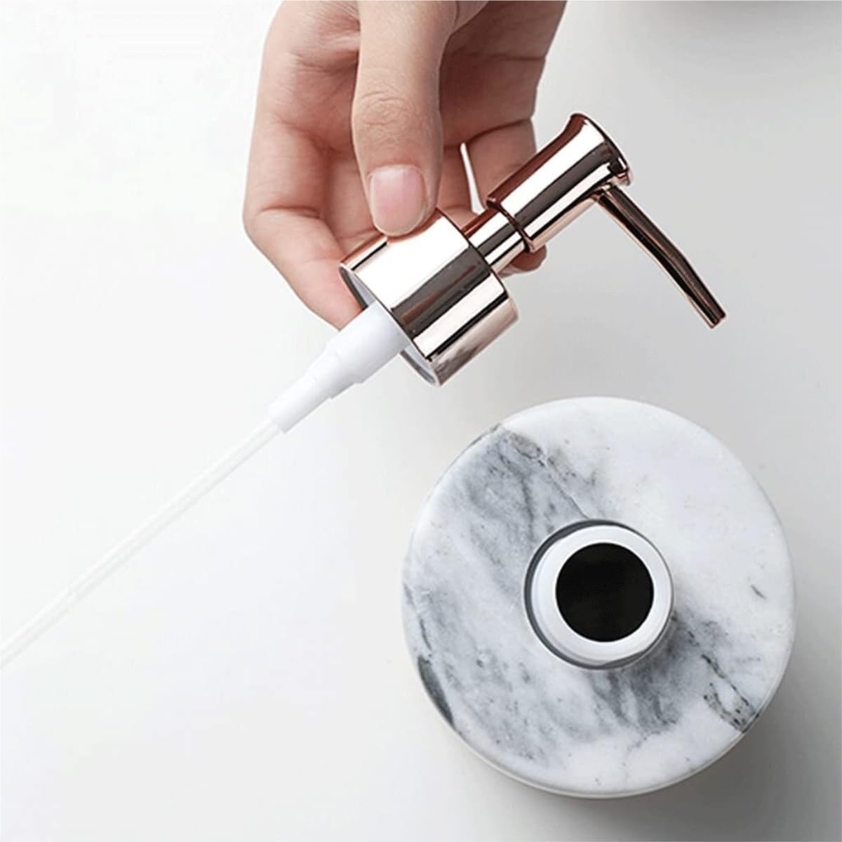 Dispenser Sapone Ricaricabile Bottiglia di Sapone in Marmo per Bagno, Dispenser, Pompa Adatta A Qualsiasi Liquido Quotidiano Dosatore Liquido(Black)