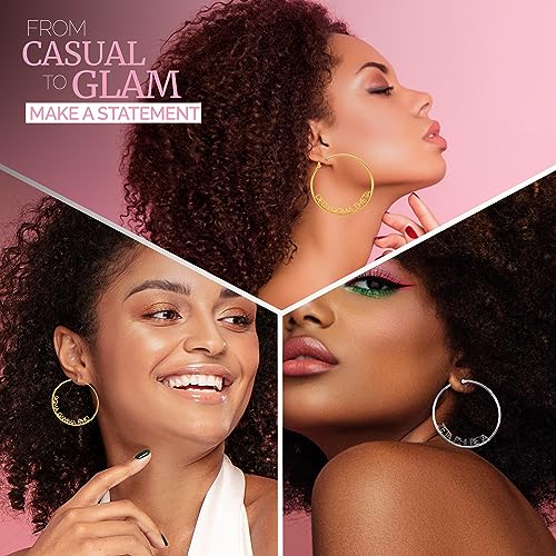 Sorority Shop Sigma Gamma Rho- Hoop 18K Gold Plated Dainty Earrings for Women - Sigma Gamma Rho Jewelry with Ideal 2" Diameter Hoops - Sigma Gamma Rho Gifts4