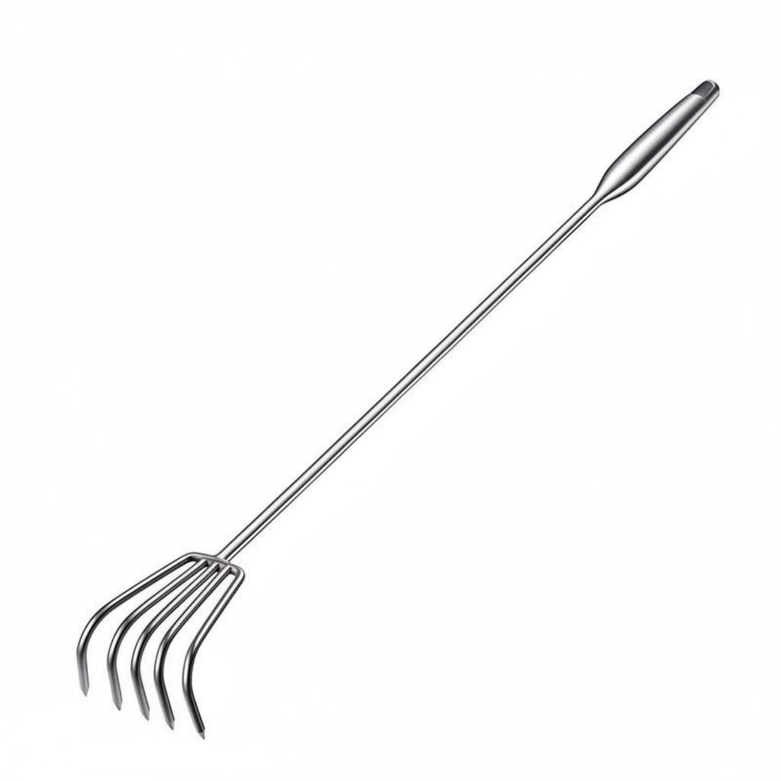 Rastrillo Agrícola Rastrillo de Mano Rastrillo de Jardín Cultivador de Suelo con Dientes Cónicos Que Aflojan Tierra Acero Inoxidable Adecuado para , 100CM , 5-Dientes