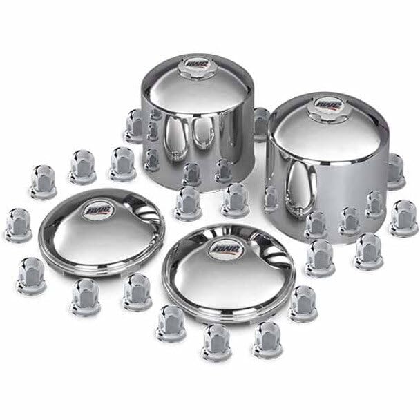 Replacement for/Chevy Silverado 5500HD Year 2021 19.5 INCH 304L Stainless Gear NUT KIT W/ 2 Baby Moons 2 HIGH Hats 32 Lug NUT Covers for Medium Duty Trucks by Technical Precision