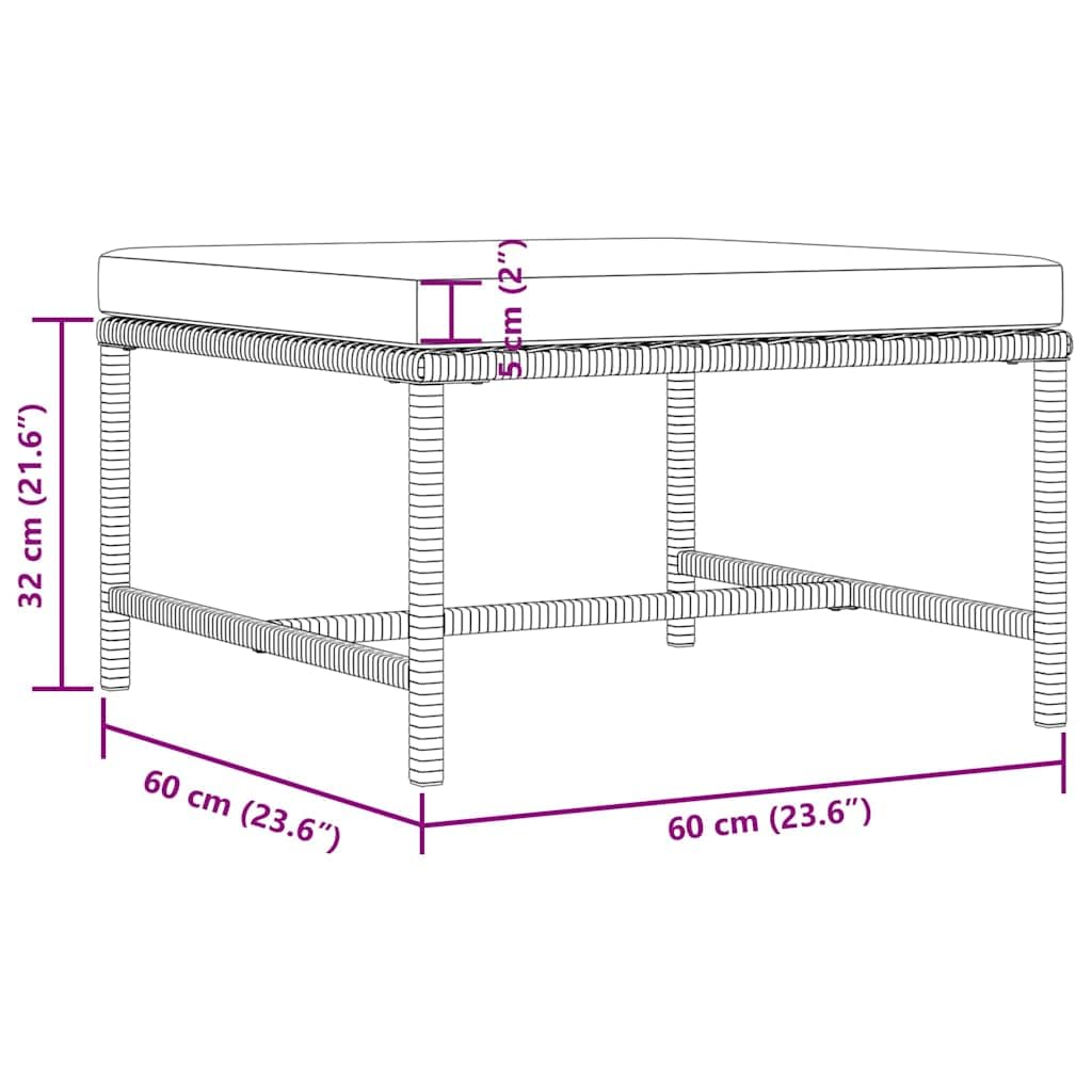 vidaXL Repose-Pied Sectionnel avec Coussin Patio Noir Résine Tressée