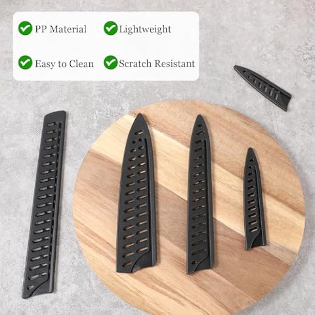 5 Pieces Knife Sheath Kitchen Safety Knife Covers or Sleeves Universal Plastic Knife Guards Set Blade Protector for 10'' 8'' 5'' 3.5'' Chef Bread Utility Knife