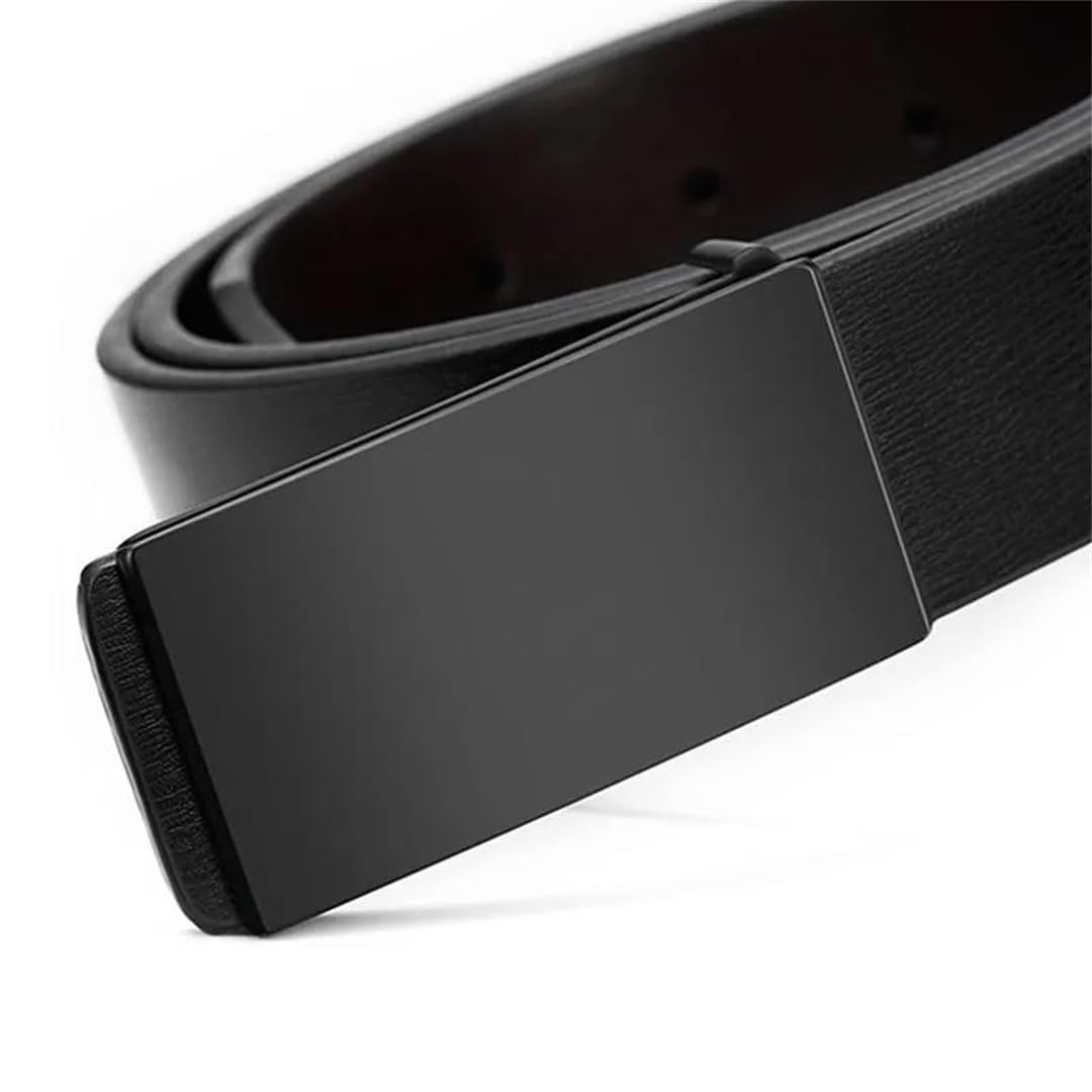 Yeuyyben Cinturón de piel sintética para hombre con hebilla suave, casual, para negocios, color negro