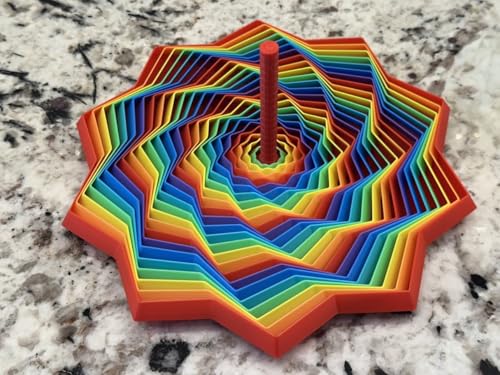 Image of Expanded Sensory Fidget Star with Handle - Visually Captivating and Satisfyingly Noisy! (True Rainbow, Extra Large)
