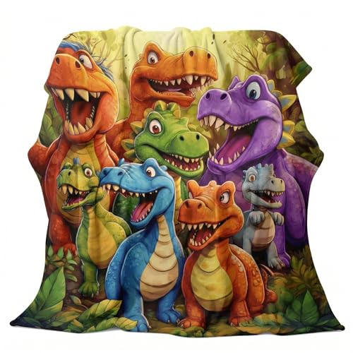Dinosaur Blanket for Boys & Kids - Blanket Boom Ultra Soft Flannel Fleece Throw Cute 3D Dino Print Plush Bed Blanket for Toddlers Cozy Warm for Couch Sofa & Travel 60x80