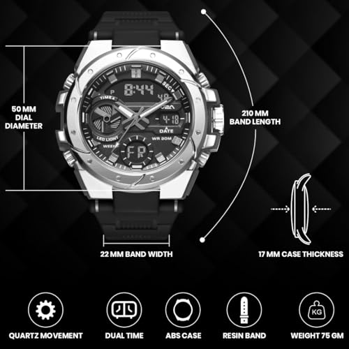 Image of V2A Styrke 5120 Analog Digital Watch for Men | Hybrid Multi Display Dial | Alarm Stopwatch Day Date 12 /24 Hr | TPU Strap | 30M Water Resistant | Gift for Mens