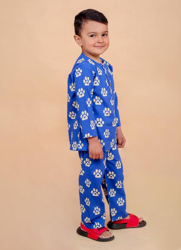 Image of Boys Cotton Night Suit | Jaipur Handblock Print Pajama Set for Kids | Boys Sleepwear | Kids Pajama Set | Baby & Toddler Sleep Suit | Combo Pack of 2