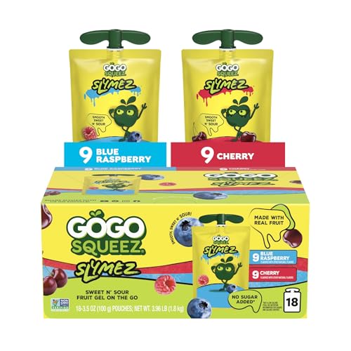 GoGo squeeZ No Sugar Added SlymeZ Fruit Gel Variety Pack, 18 Count - image 1