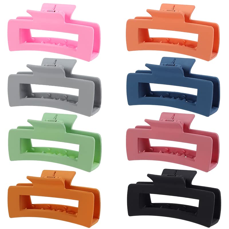 laxizar Hair Claw Clips 8 PCS 4.1 Inch Barrettes Rectangle Shape Clips Fashion Hair Clips