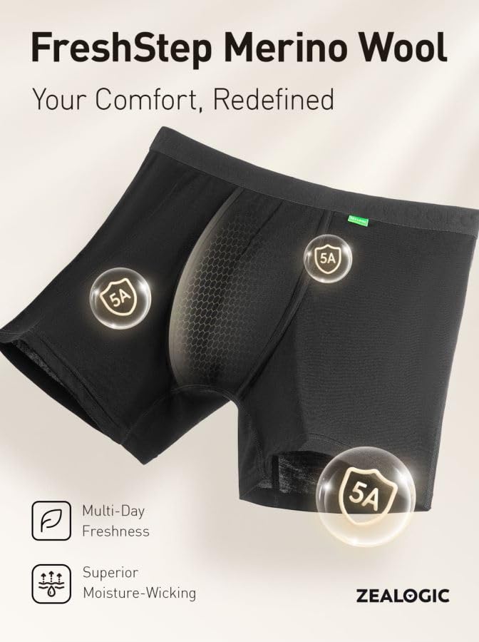 Mens Boxer Briefs Merino Wool Underwear Comfortable Pouch No Fly Moisture Wicking4