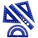 Moicstiy 4 Pcs Triangular Scale Ruler Set, Aluminum Alloy Triangular Ruler Set, Metal Drafting Ruler for Students, Draftsman (Blue)