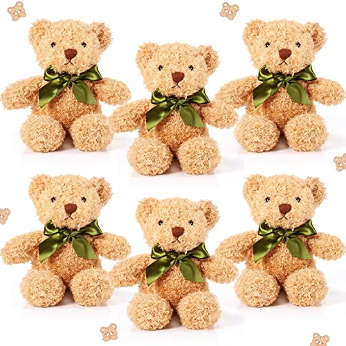 Hydren 6 Pcs Bear Stuffed Animal Plush Toys 10-14 Inch Soft Bear Plush Dolls Shaggy Bear Sleeping And Playing Toys For Baby Shower Decorations Boys And Girls (Brown, Fuzzy Style) #TOP28