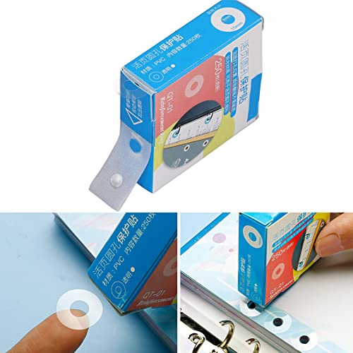 250Pcs Loose-Leaf Paper Hole Reinforcement Ring Label Stickers Waterproof Self-Adhesive Hole Punch Reinforcement Stickers Self-Adhesive Hole Punch Protector for Office School Home Supplies