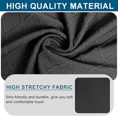 Image of WOMACO Bar Stool Cover with Back Jacquard Fabric Dining Room Square Swivel Barstool Chair Seat Cushion Slipcover for Counter Height Mid Low Back Chair Protector (Black, 2PCS)