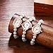 OIDEA Pearl Women's Bracelet Watch: Fashion Elegant Faux Pearl Round Dial Analog Quartz Rose Gold Case Roman Numerals Wrist Watch Casual Dress Ladies Watch Adjustable Wristwatch