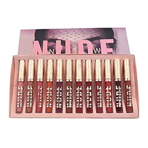 Vloeibare lippenstift, set van 12 kleuren, mat, kleeft niet, kleurvast, vochtbestendig, lipgloss, fluweel, meerkleurig, duurzaam