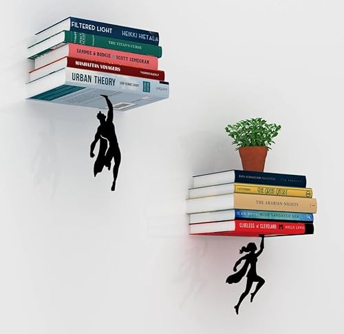 Minimalist Floating Bookshelves – Set of 2 Invisible Wall-Mounted Book