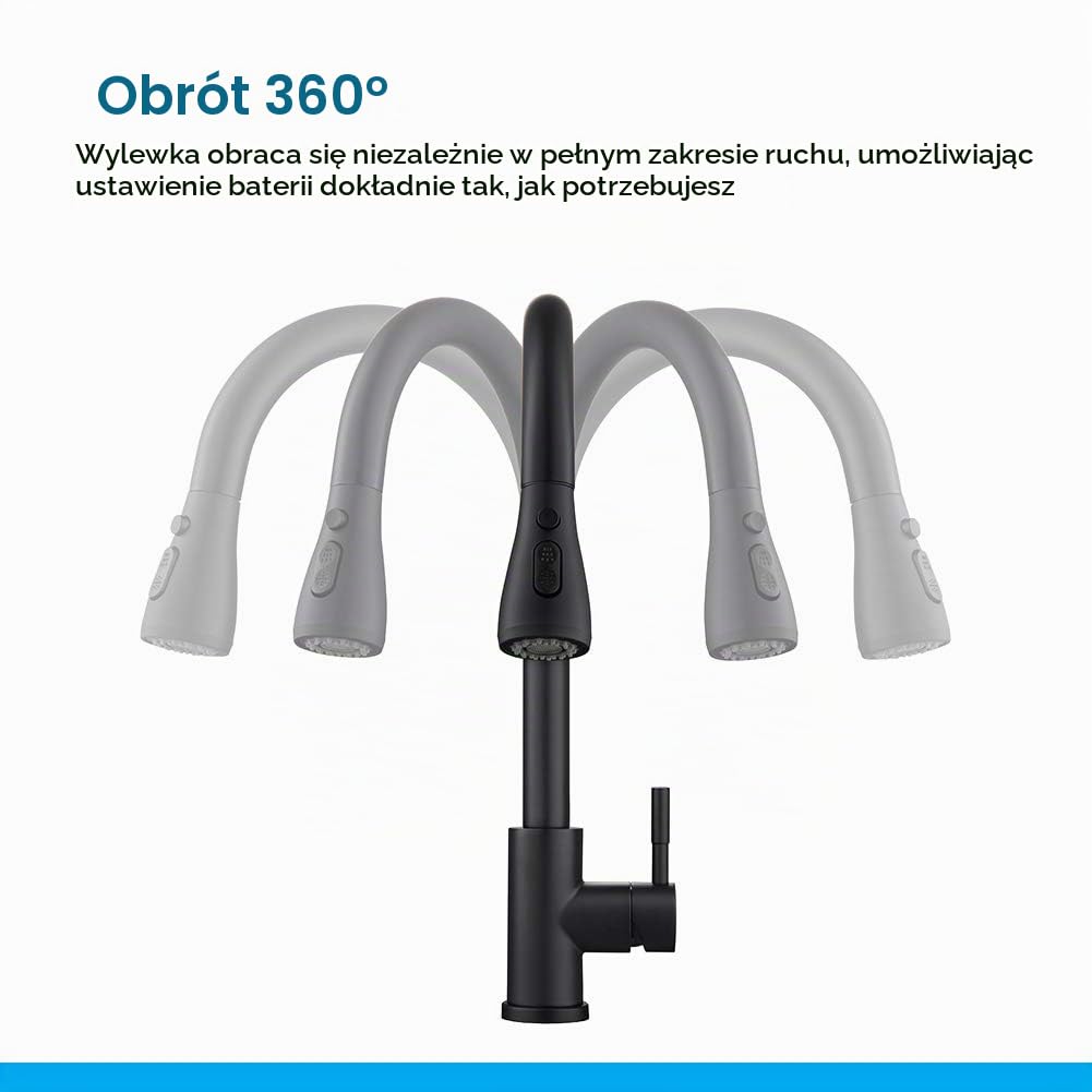 Ibergrif M22136B Kitchen bateria z wymiennym pilotem, mieszalnikiem zlewu, oszczędzania wody, czarny