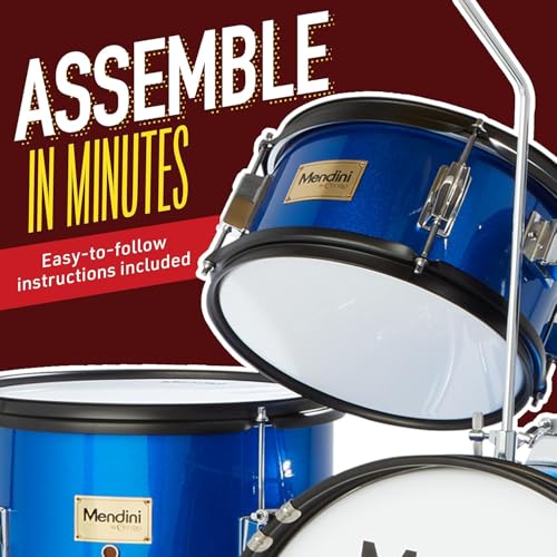 image for Mendini By Cecilio Kids Drum Set, 3 Piece Junior Drum Set for Beginner