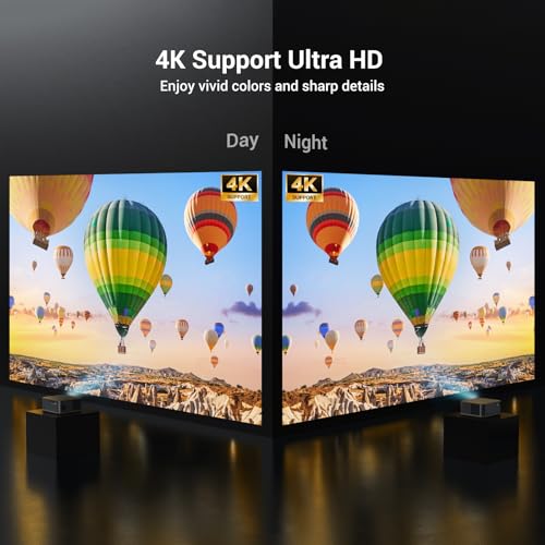 HAPPRUN 2000 ANSI 4K Full HD Projector with WiFi and Bluetooth, HAPPRUN Movie Home Theater with Auto Focus, 300'' Display for Indoor/Outdoor, Smart Proyector Compatible with Phone/TV Stick/PC/PS5 JQ820 の商品画像 1