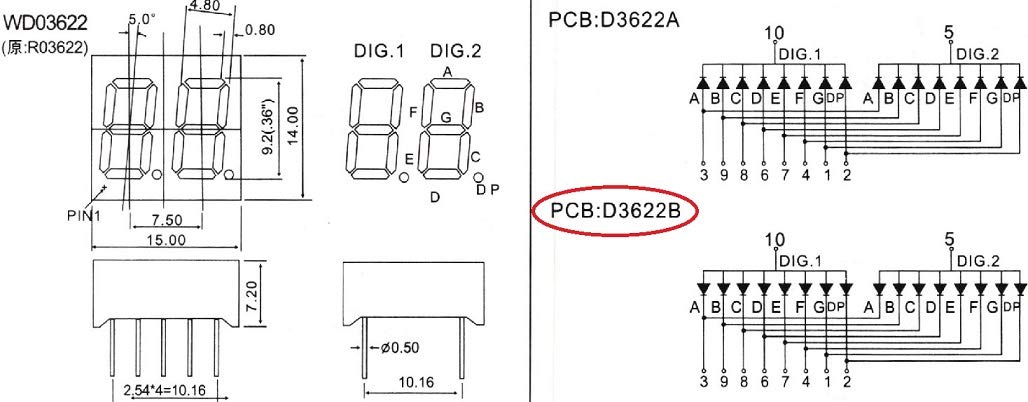 Amazon.co.jp: 7セグメントLED 2.54mmピッチ LG3622BH アノード