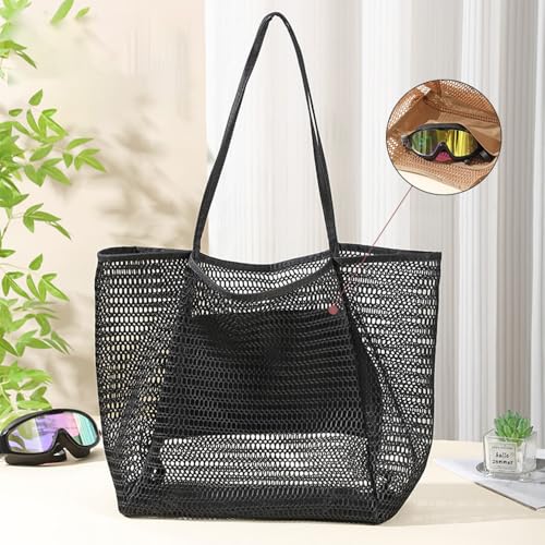Mesh Beach Tote Bag Women Extra Large Beach Bags Pool Bag Shoulder Bag for Shopping Travel and Vacation2