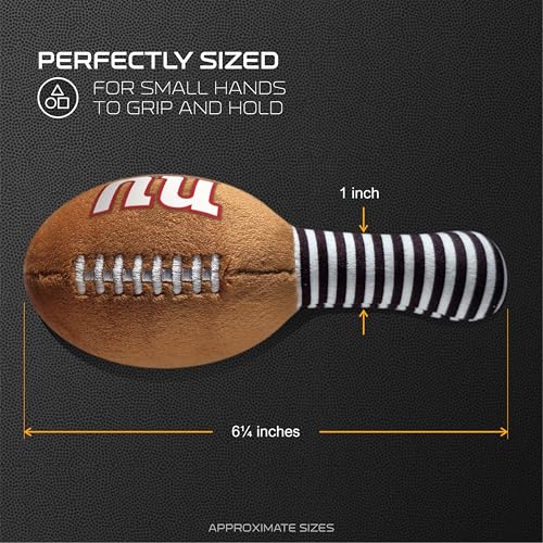 Image of New York Giants Plush Football Rattle by Smilo - Officially Licensed NFL Baby Rattle Toy - Soft Baby Rattle with Bell - for Babies and Toddlers from 3 Months