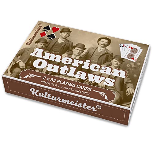 Dos barajas de naipes de póker American Outlaws estilo western vintage miniatura 5
