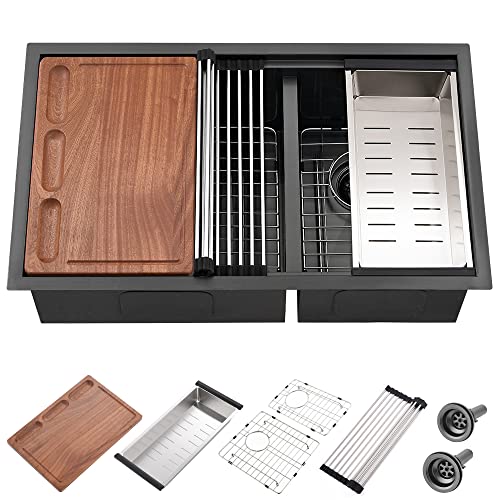 iAnomla 33 Inch Black 60/40 Sink