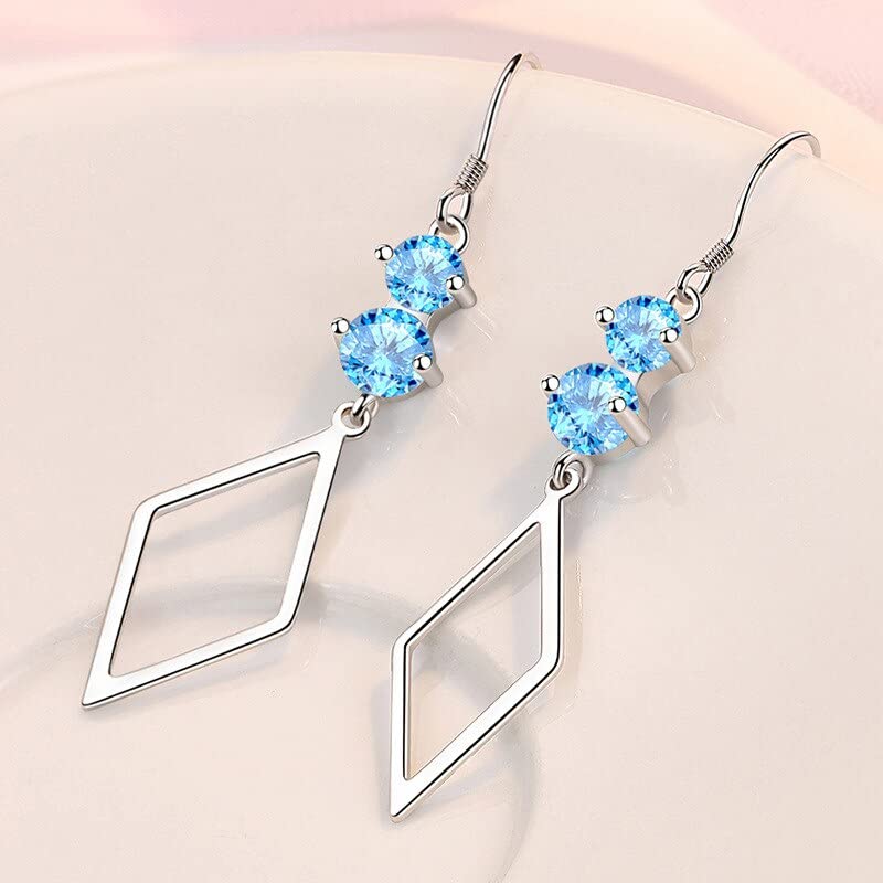 Boucles d'oreilles en argent 925 femmes LXGGUC bijou cristal géométrique