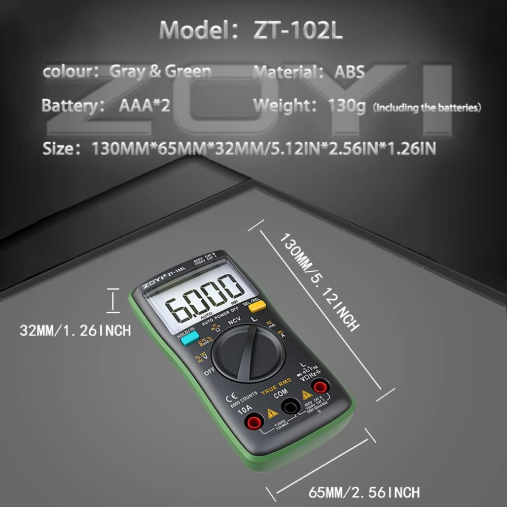 ZOYI Lcr Meter Inductance Tester Digital Multimeter TRMS 6000 Counts Accurately Measures Inductance Voltmeter Amp Meter Ohmmetr Diodes Continuity Duty-Cycle Capacitance For Automotive — Amazon image 4