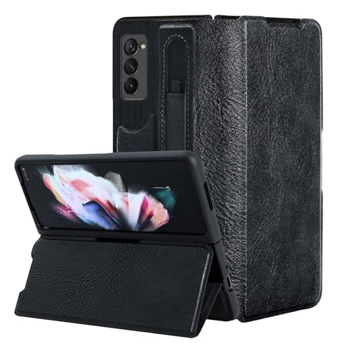 Image of WHITBULL Royal Leather Magnetic Flip case Compatible with Samsung Galaxy Z Fold6 5G / Samsung Galaxy Z Fold 6 5G (Black)