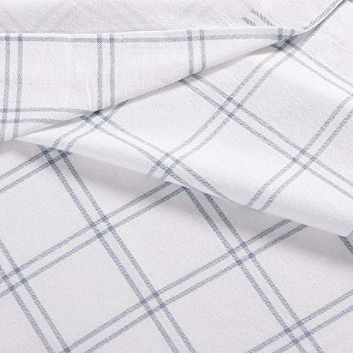 Image of Eddie Bauer - Flannel Sheets Queen Size, Anti-Pilling & Wrinkle Resistant Cotton, Touchably Soft for All-Season Comfort - Bed Sheets with Matching Pillowcases & Fitted Sheet (Westridge Plaid Blue)
