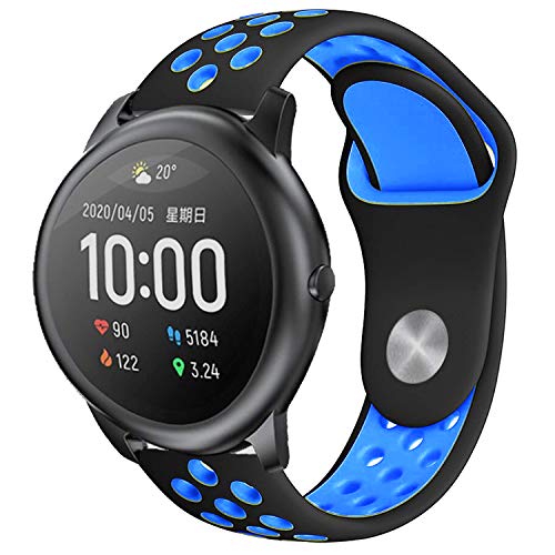 Image of ACM Watch Strap Silicone Belt 22mm Compatible with Fossil Gen 5 Carlyle Smartwatch Sports Dot Band Black with Blue