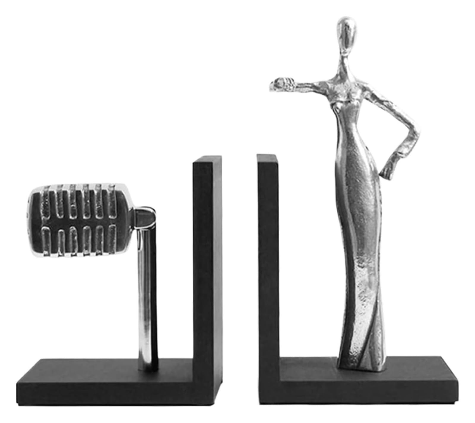 Fermalibri in metallo, Fermalibri in metallo e legno for scrivania da ufficio, arredamento for la casa, libri non inclusi
