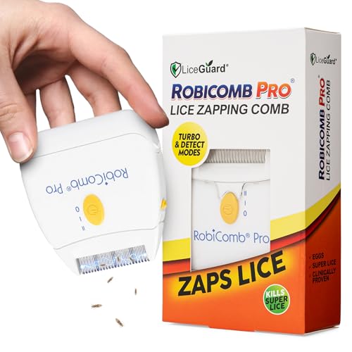 LiceGuard RobiComb Pro Electronic Head Lice Comb, Gentle Lice Treatment for Kids & Adults, Clinically Tested Zapping Nit Comb Detects & Kills Super Lice in All Hair Types, Two Operating Modes