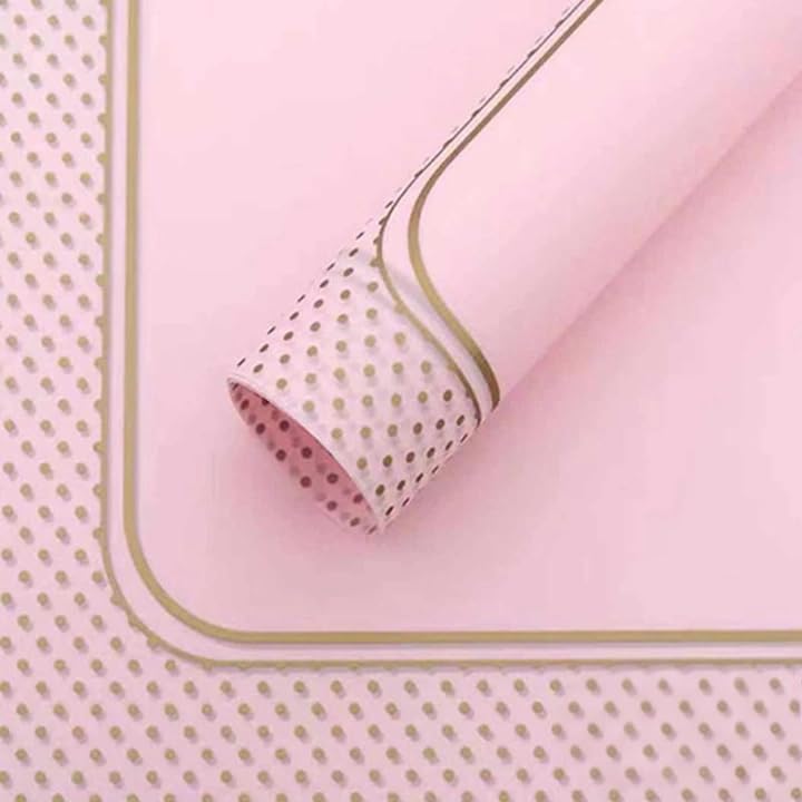 Image of Oasis 20 Sheets Korean Style Waterproof Premium Bouquet Wrapping Sheets (58 cm x 58 cm) | Pink Polka Dot Edge Design Flower Wrapping Paper | Elegant Packaging for Bouquets Gift Wrapping and More