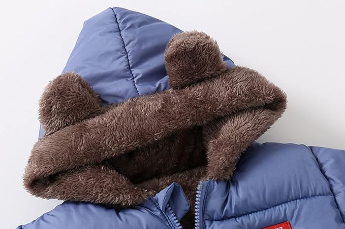 Image of Kids Boys & Girls Unisex Warm Full Sleeves Reversible Quilted Furr Jacket With Hood