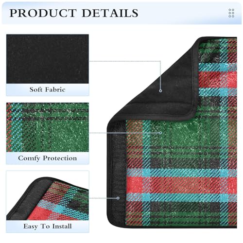 Image of Seat Belt Cover Pad 2 Pcs Soft Seat Strap Cover Cute Protector Support Head Neck Shoulder for Car Seats High Chair Backpack (10x7.7in) Plaid