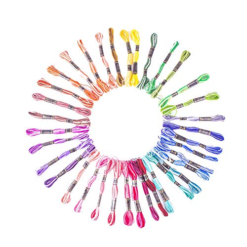 Trimits Floss Premium Embroidery Thread, 8m Skeins, 36 Pack, Rainbow Variegated